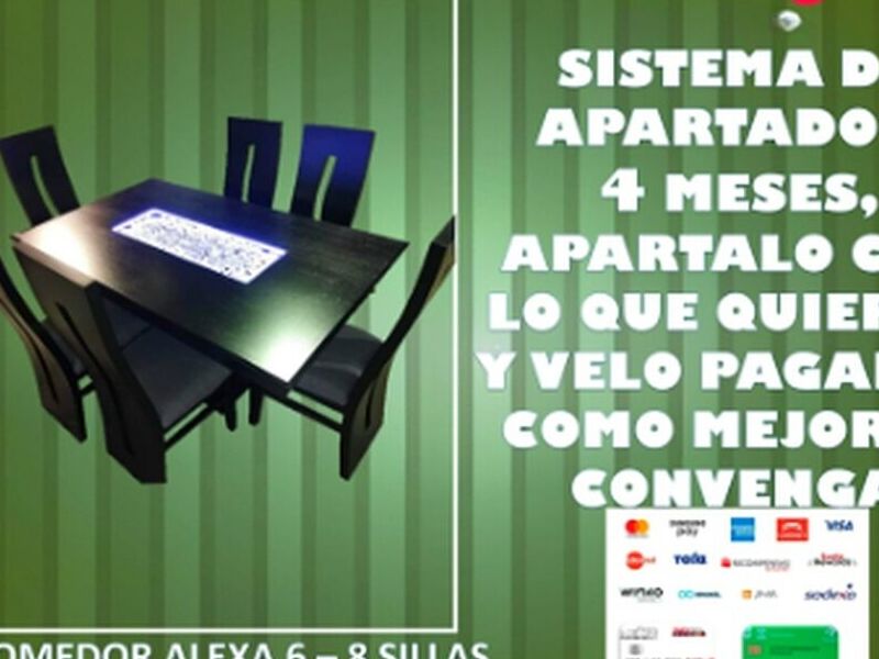 Comedor 6 sillas madera chocolate