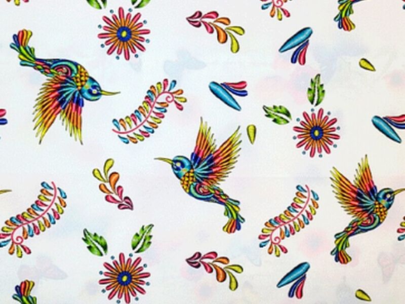 CANASTA DIGITAL COLIBRÍ Y FLORES DE COLORES