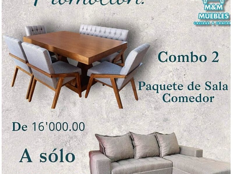Combo sala y comedor gris México