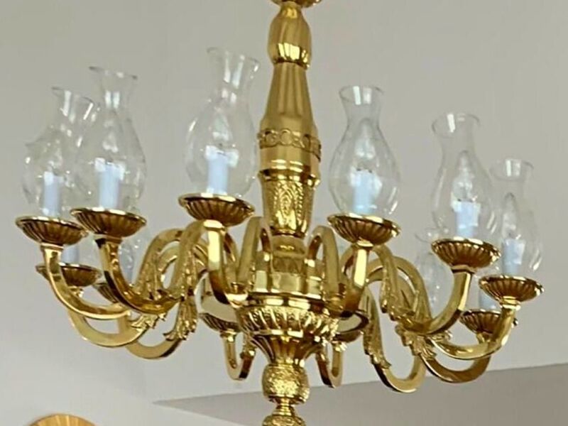 Candil dorado colgante 12 focos México