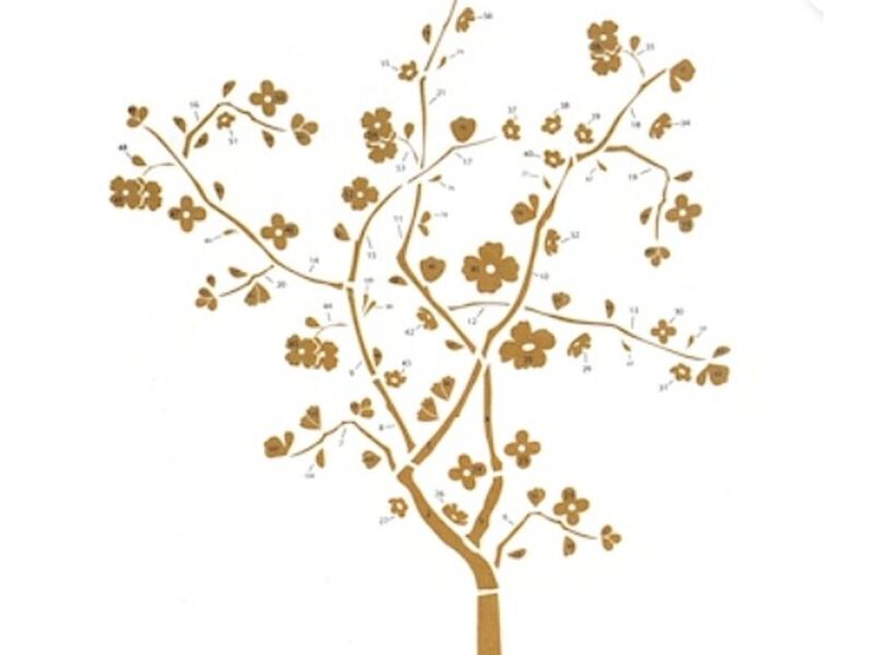 CALCOMANÍA DE FLORES CAFÉ
