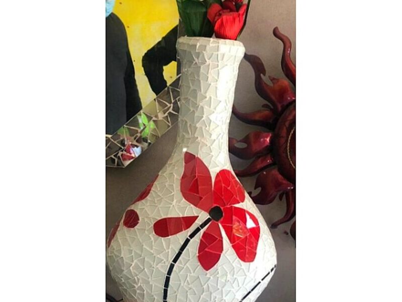 Jarrón decorativo rojo/blanco México 