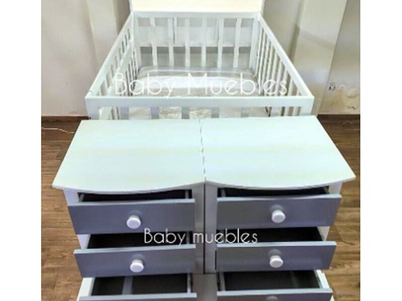 Cuna madera blanco cajones