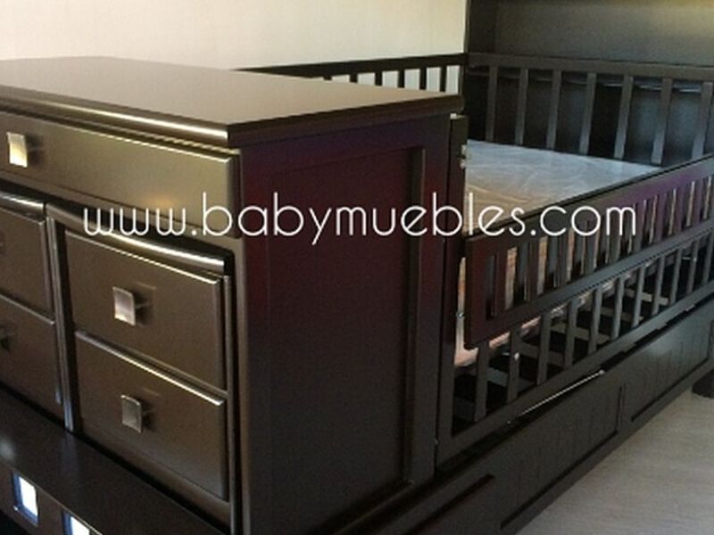 Cuna con cajoneras madera negro