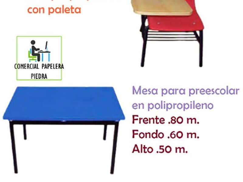 Silla polipropileno con paleta escolar