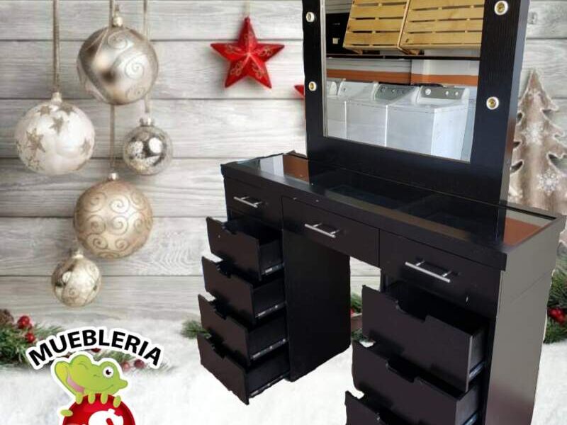 Cómoda Peinadora Espejo Negra Tab