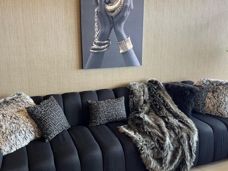 Sillón Decorativo Negro Franjas Reynosa