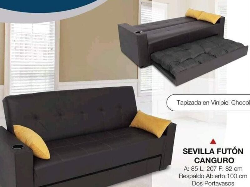 Sofá Cama Portavasos Marrón Madero