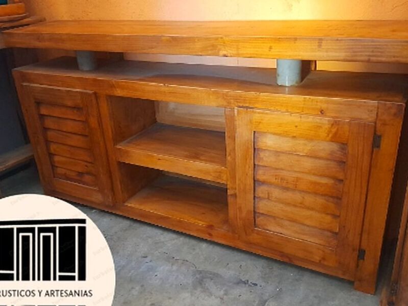 Soporte televisión madera rústico