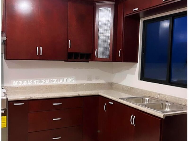 Mesón mármol beige muebles cocina