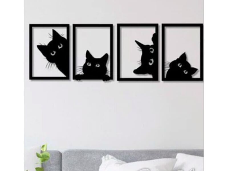 Set 4 Cuadros de Gatos