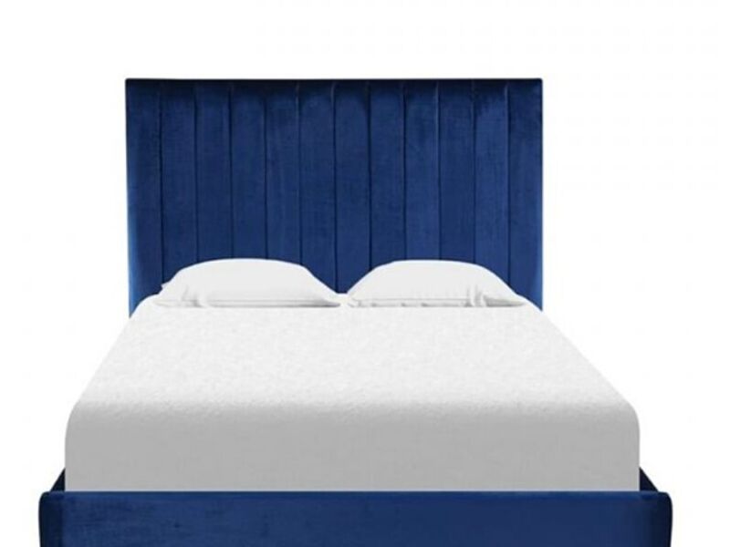 CAMA MATRIMONIAL TERCIOPELO WITT AZUL