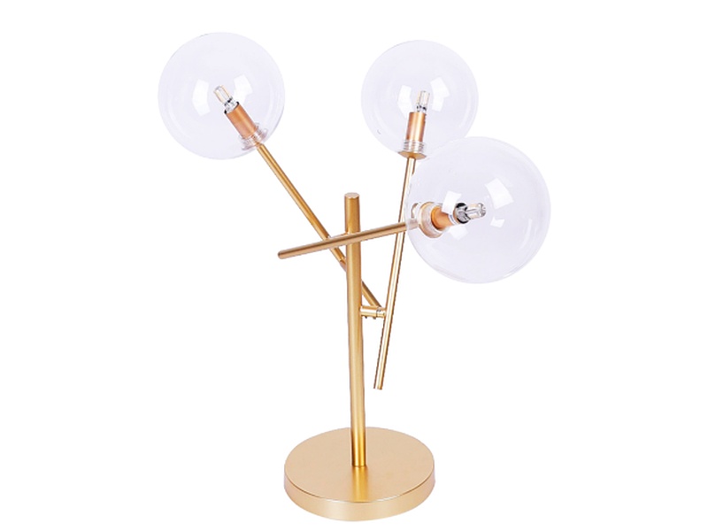 Lámpara de mesa color oro y cristal claro de 3 luces, 40W, Base G9, 90-130V BLASE MEXICO