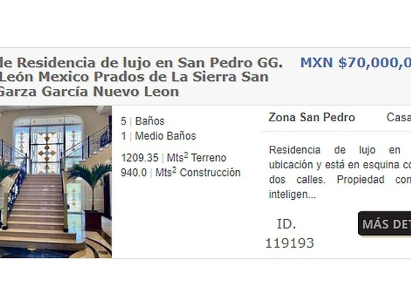 VENTA DE RESIDENCIA DE LUJO NUEVO LEON