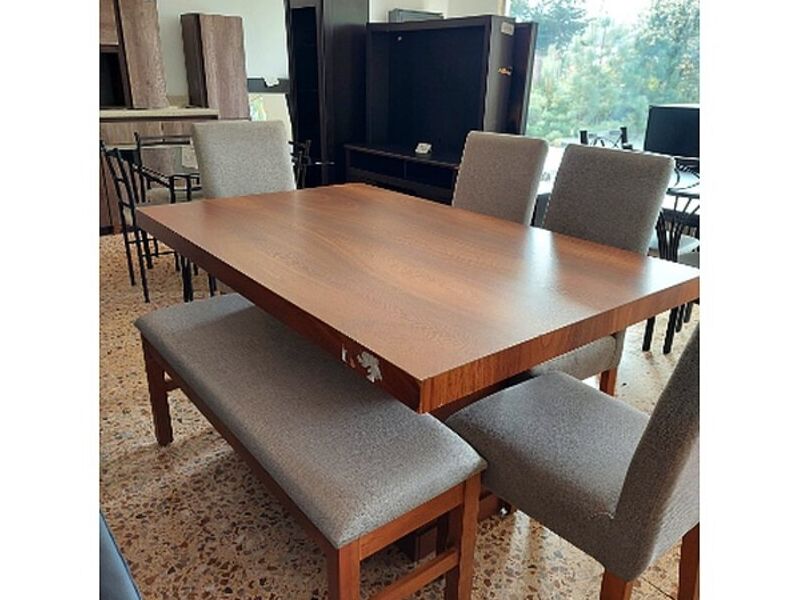 Comedor mesa madera chocolate 6 sillas