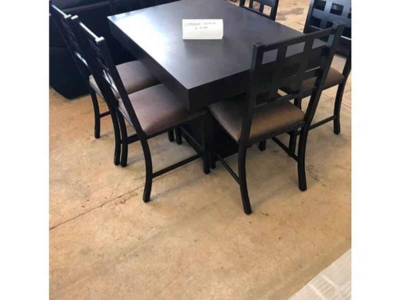 Comedor mesa cuadrada negro 6 sillas