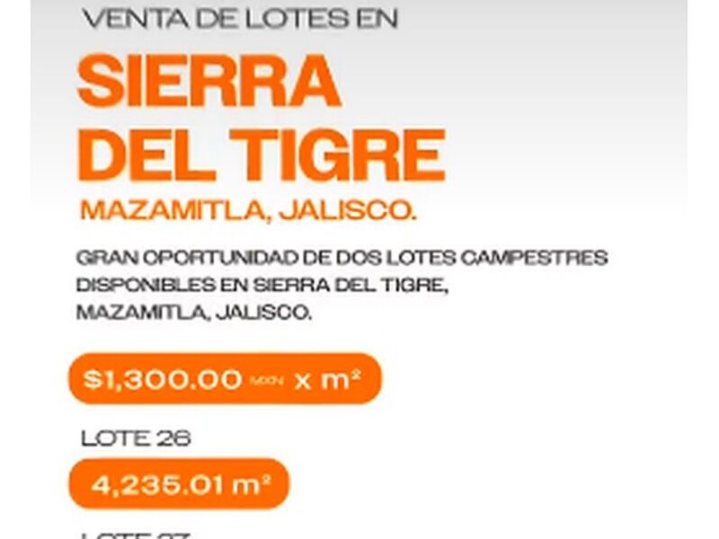 VENTA DE LOTES EN SIERRA DEL TIGRE MX