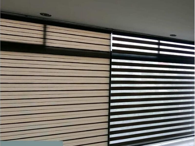 Cortina zebra tono negro material PVC