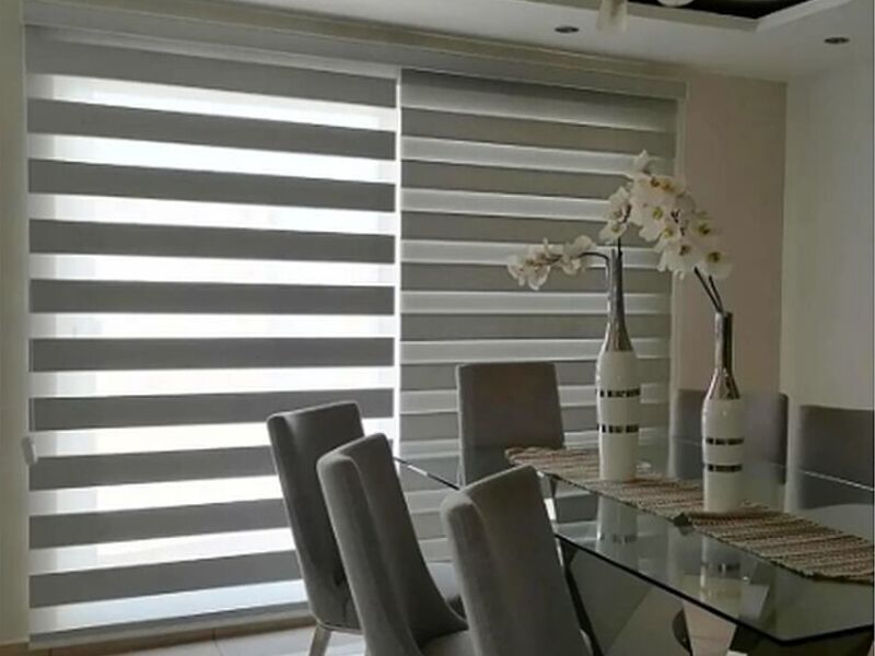 Cortina zebra gris decoración