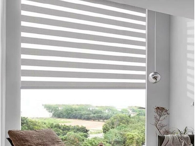 Cortina zebra tono gris México