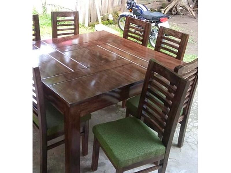 Comedor mesa cuadrada 6 sillas madera México
