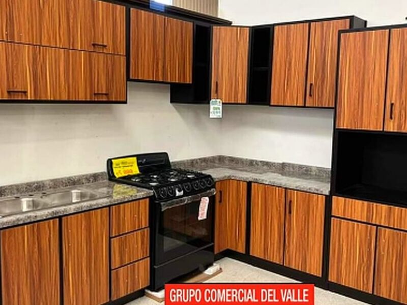 Cocina muebles madera sólida negro marón