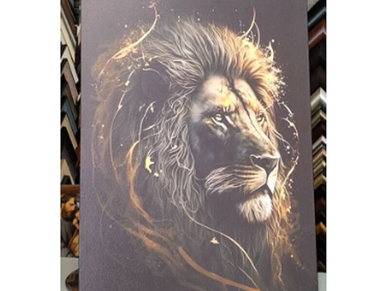 Cuadro Decorativo León Negro Qro