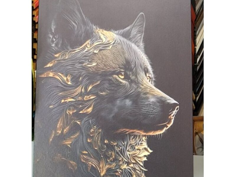 Cuadro Decorativo Lobo Negro Qro