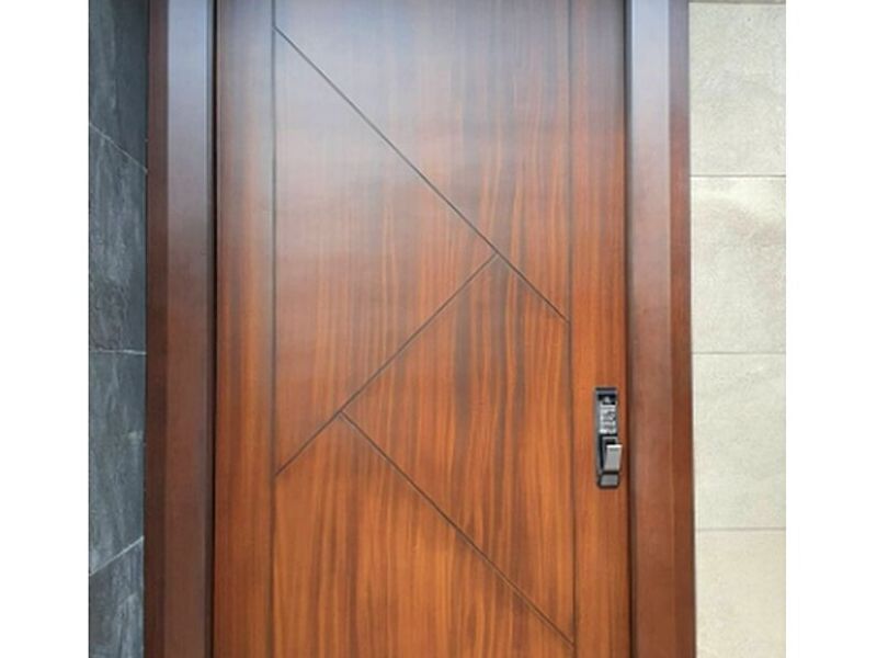 Puerta de seguridad madera sólida chocolate