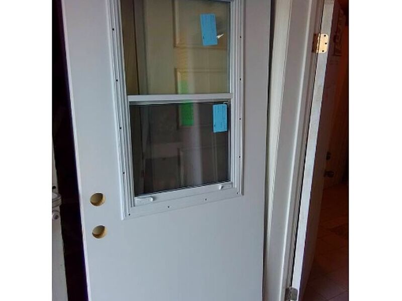 Puerta madera lisa blanco con vidrio