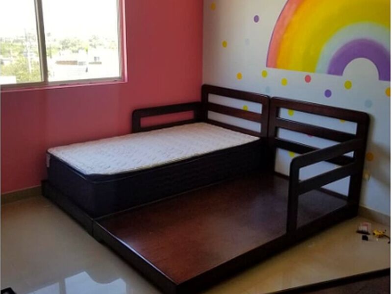 Base cama madera negro 2 plazas
