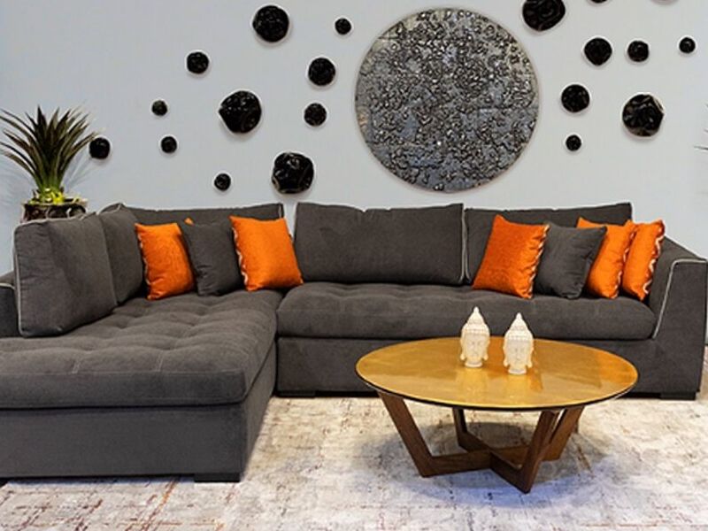 Sala esquinera terciopelo gris México