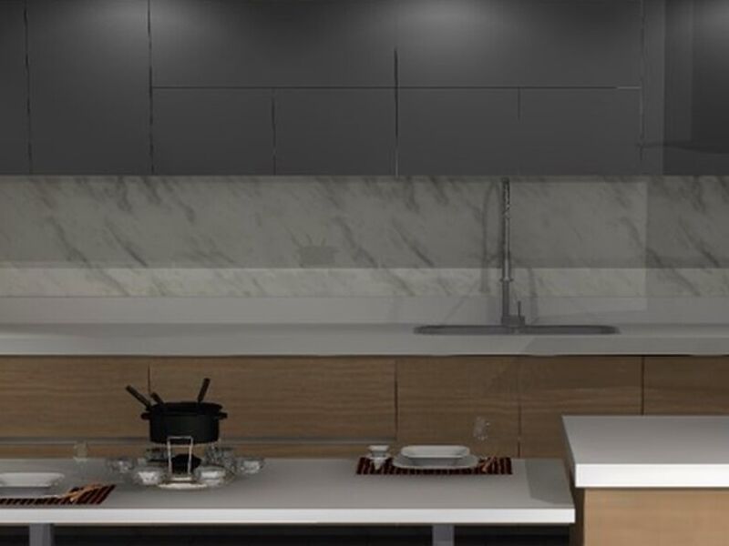 Mueble cocina tono gris 