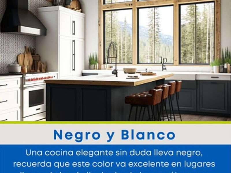 Cocina muebles madera negro con blanco
