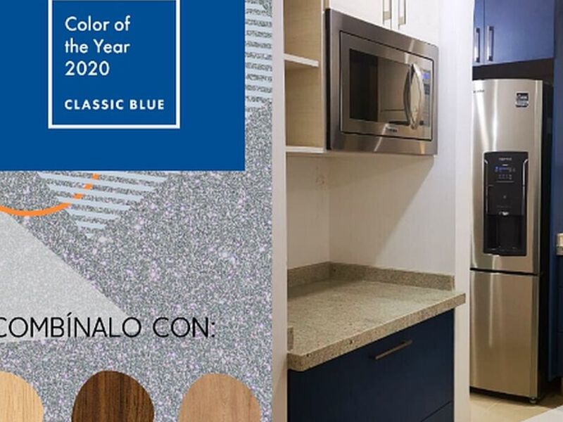 Muebles madera cocina azul acero masisa 