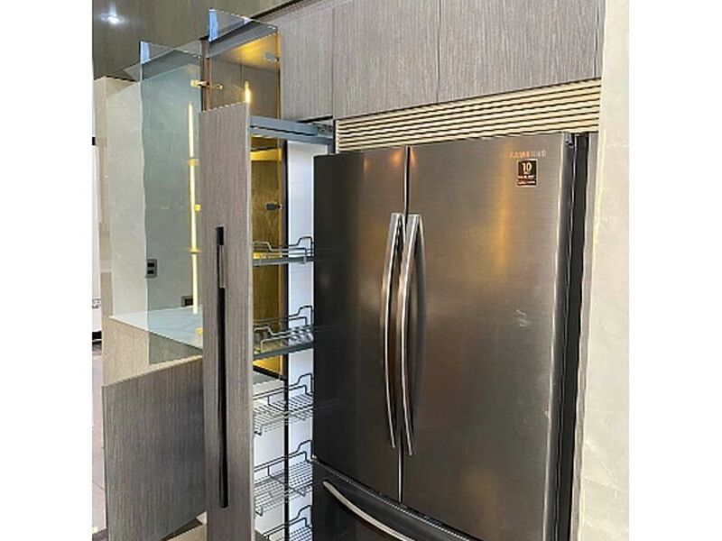 Mueble gris madera decoración cocina
