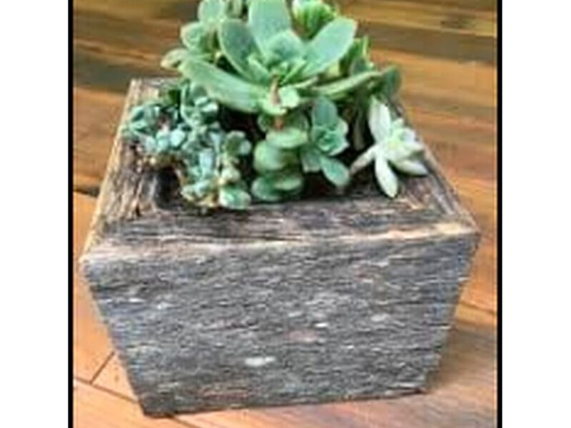 Macetero madera rustica gris México