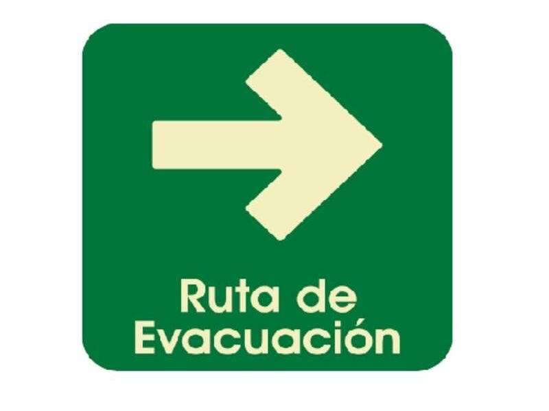 Señal ruta evacuación derecha México