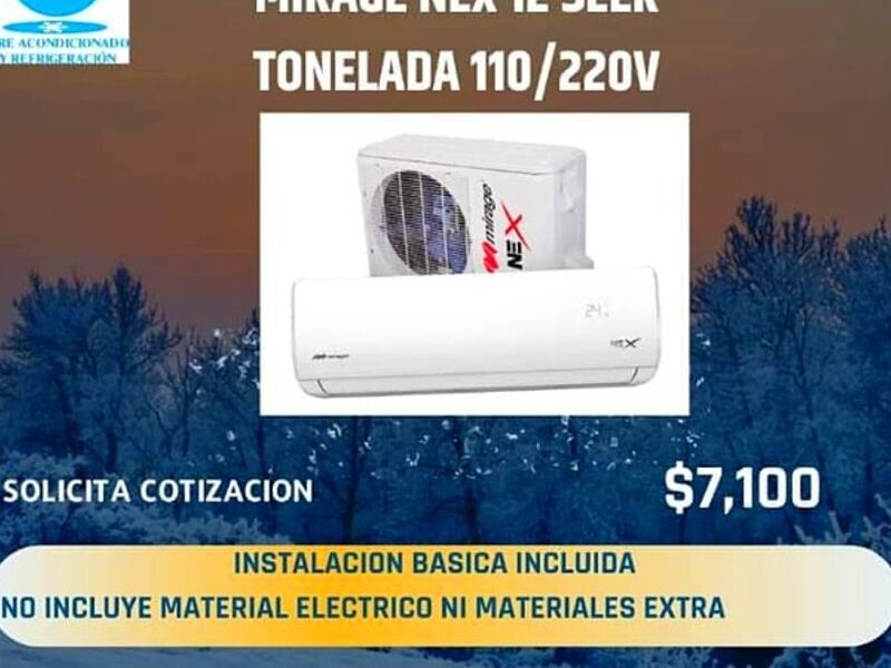 Minisplit Mirage Nex 12 SEER - México