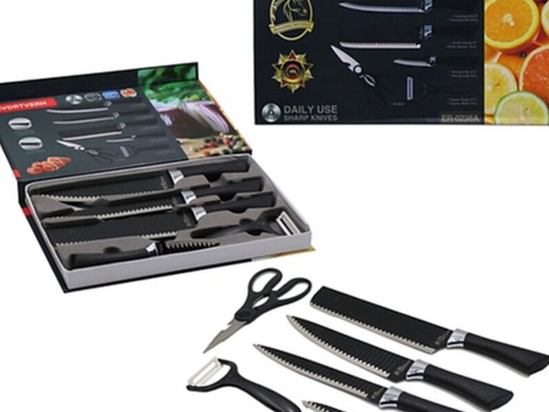 Set De 6 Cuchillos Cocina Acero Inoxidable