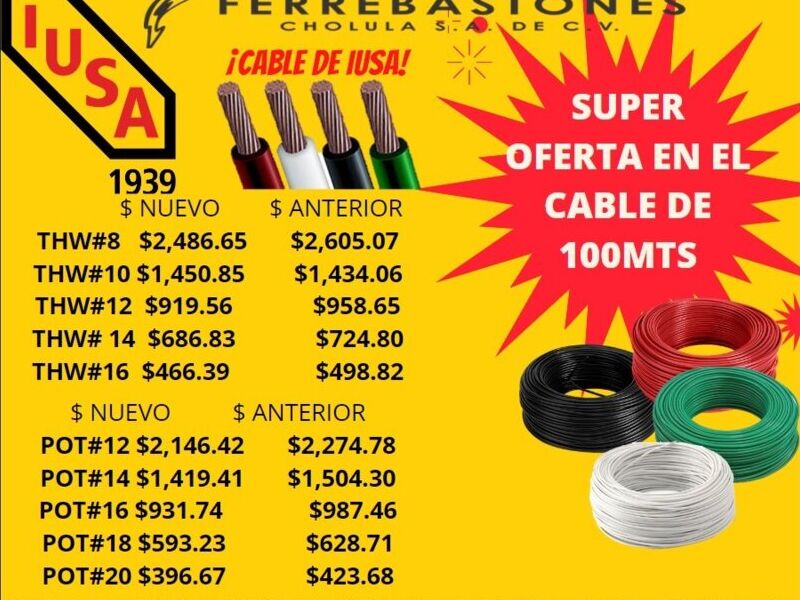 Cables 100mt  Puebla Ferrebastones