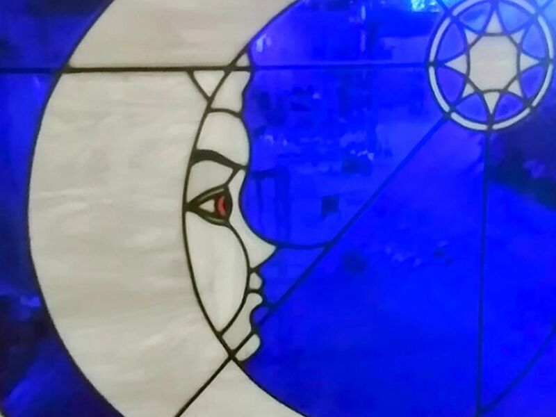vitral luna azul Mexico 
