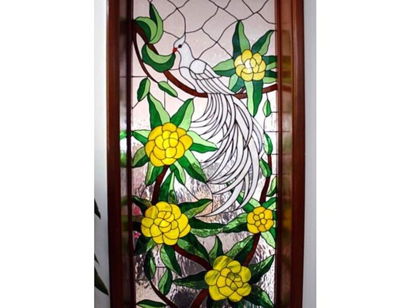 vitral flor amarilla Mexico 