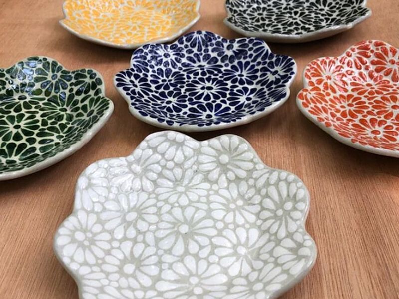 Plato flor Talavera México 