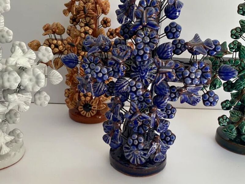 Cruz pajaritos flores vidriado México