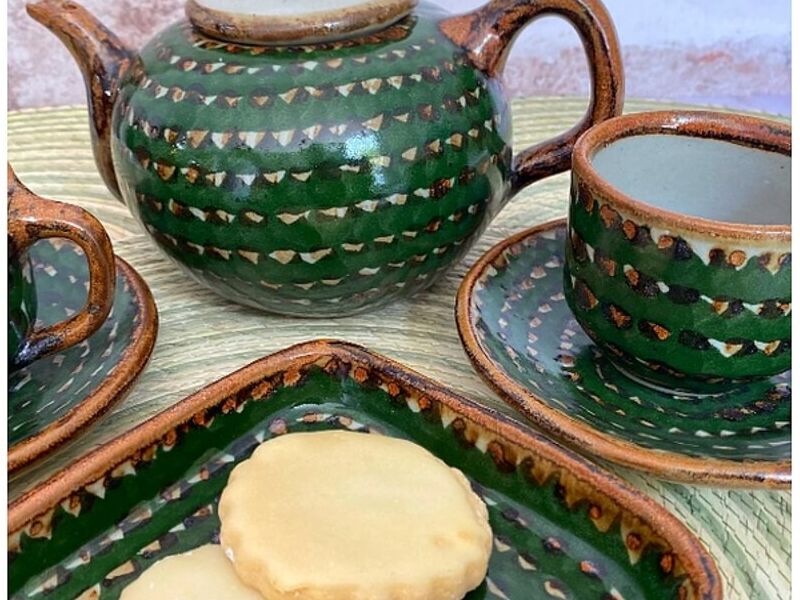 Jarra café té cerámica decorada México
