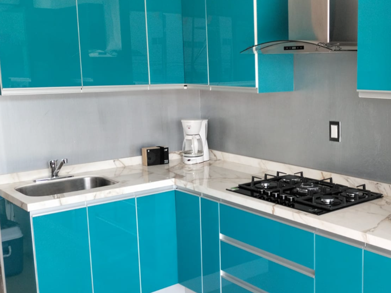 mueble cocina celeste México