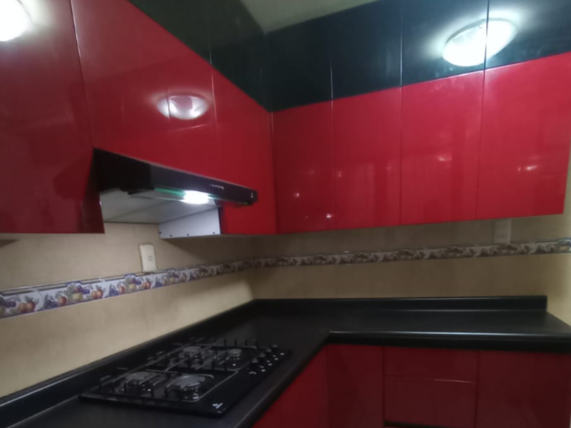 mueble cocinas cajones rojo México