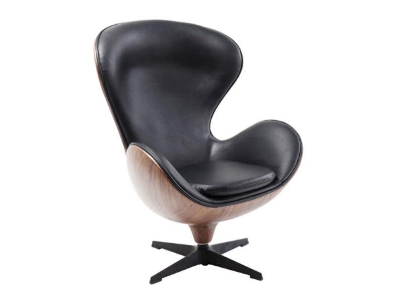 Butaca Sillón giratorio Lounge negro nogal