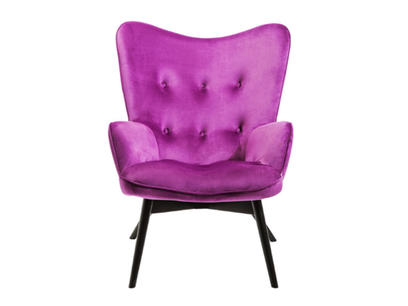 Butaca orejero Sillón negro Vicky Velvet púrp